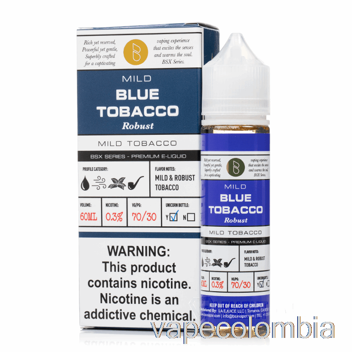 Vape Recargable Tabaco Azul - Serie Bsx - 60ml 0mg